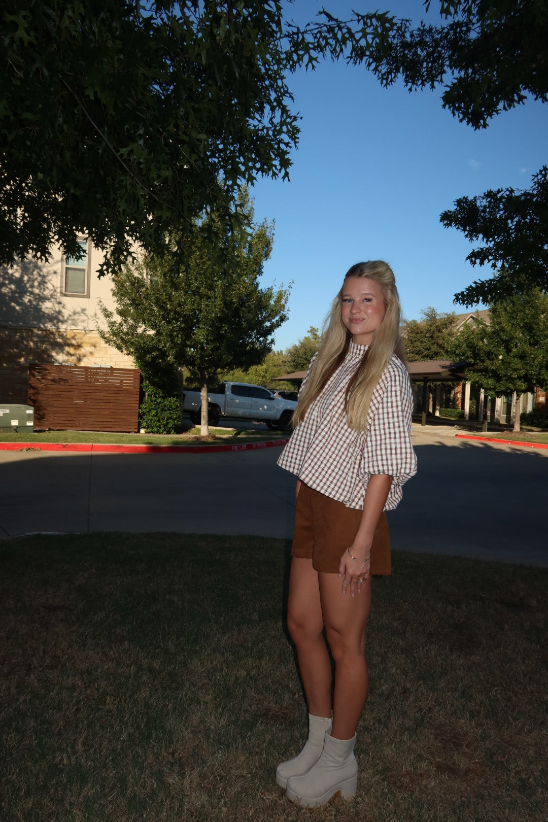 Checkered Bubble Blouse