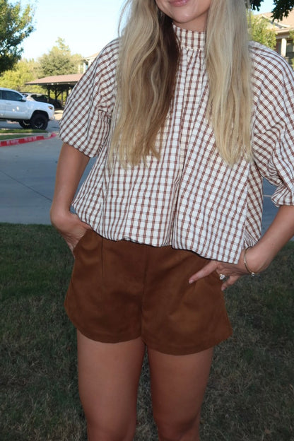 Checkered Bubble Blouse